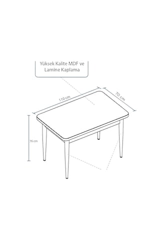 Familieconcept Tulca Serisi 70x110 Barok Desen Mdf Masa Sabit Mutfak Masası Çam