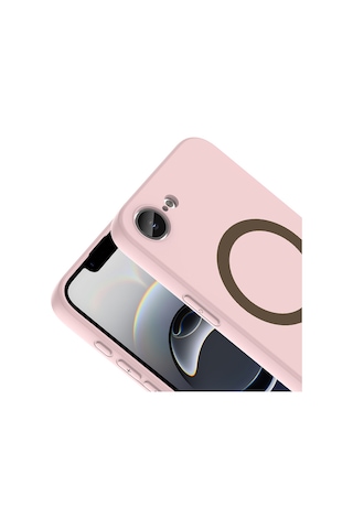 Apple iPhone Uyumlu 16e Kılıf M-safe Şarj Özellikli Zore Aris Silikon Kapak - Açık Pembe AÇIK PEMBE