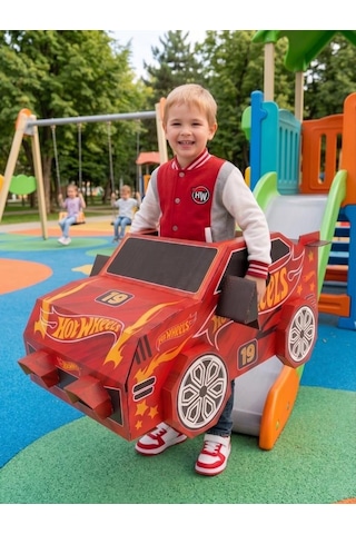 Kardinno Hot Wheelss Eğitici Oyuncak Karton Giyilebilir Çocuk Kostümü Etkinlik Parti Kostümü kırmızı