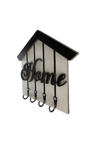 Home Yazılı Duvar Anahtarlık Askılığı, Anahtar Askısı, Anahtarlık Askısı Siyah - Beyaz