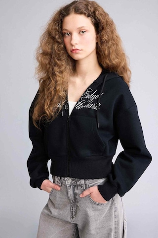 Defacto Kapüşonlu Baskılı Fermuarlı Sweatshirt H0168ax26spbk81 Siyah-bk81
