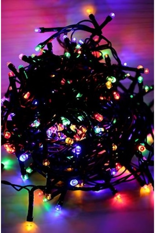 Renkli Rgb Siyah Kablo Pirinç Ip Led Ağaç Yılbaşı Süsleme 10metre 100 Ampul Renkli 10 Metre 100 Ampul