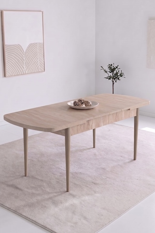 Exve Serisi 80x132 Açılabilir Traverten Takımı Ve 6 Sandalye Krem Sandalye Cappucino İskelet