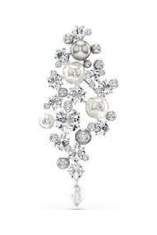 5722516 Constella Brooch,crystal Pearl, Round Cut, White, Rhodium Plated Metalik