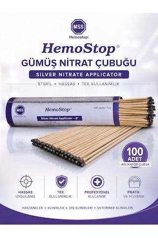 Nitrate Applicator 100'lü Kutu Profesyonel Gümüş Nit Rat Çubuğu
