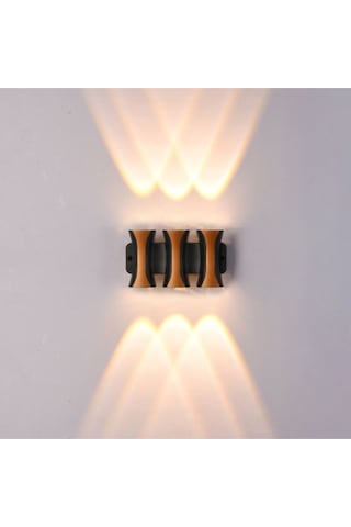 6 Watt Gün Işığı Ledli Dış Mekan, Bahçe, Teras, Balkon, Kamelya, Veranda Apliği, Bahçe Duvar Armatür Siyah Gold