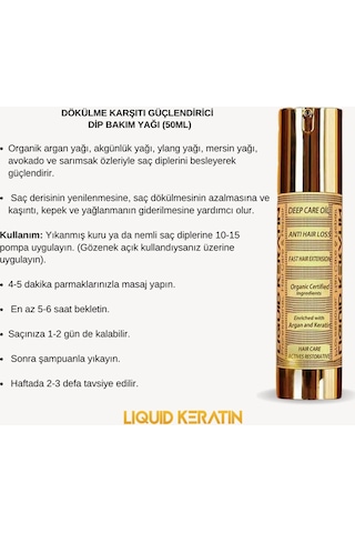 Dökülme Önleyici Saç Güçlendirici Doğal Keratin Dip Bakım Yağı 50ml