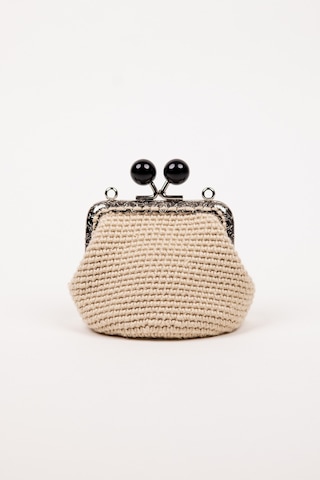 Fabric Craft Bag Bozuk Para Cüzdanı Merserize İplik Klipsli Örgü Açık Kahverengi