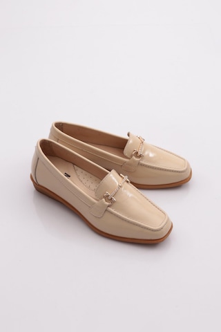 Dgn 3102 Kadin Aksesuarli Loafer Ayakkabi Vizon Rugan
