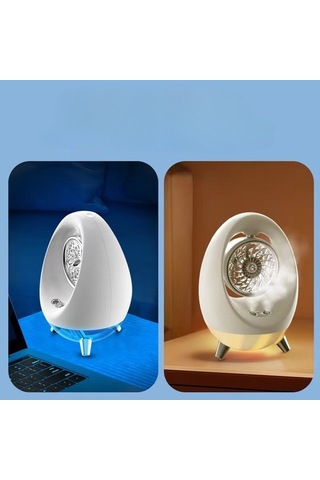 Roket Kabin Mini Şarj Edilebilir Ev Masaüstü Nemlendirme Soğutucu Çift Sprey Su Soğutma Fanı 3453 Beyaz