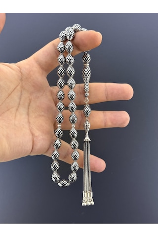 Muri Tesbih 50,8 Gr Gümüş Tesbih Beyzi Kesim 8,50x11,50