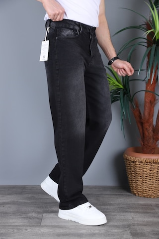 Felvıno Erkek Yıkamalı Baggy Bol Kesim Kot Pantolon Siyah