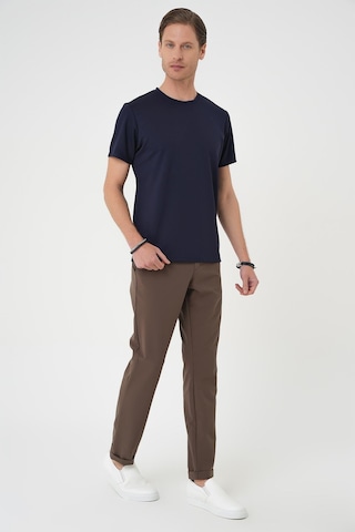 Efor Comfort Fit Bisiklet Yaka Esnek Pamuk Casual Koyu Lacivert Tişört Ts 885 Lacivert