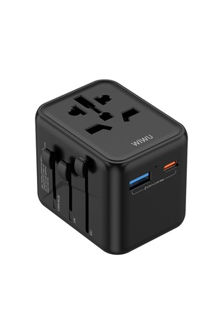 Wiwu Wi-ua012 Çoklu Universal Tr/us/uk/aus/eu Uyumlu Seyahat Şarj Adaptörü 12w Siyah