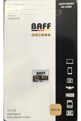 Baff 32 Gb Micro Sdxc Hafıza Kartı - 4k Video Kayıt Destekli U3 A2 V30 Kamera, Güvenlik Kamerası Ve Araç Içi Kamera Kartı