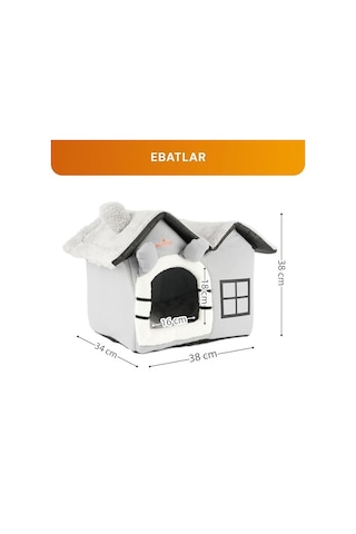 Gobypet 2 Çatılı Kedi Evi Ve Küçük Irk Köpek Kulübesi Ve Yuvası Minderli Peluş İç Mekan Yatağı, Fermuarlı Üst Bölüm, Taşınabilir Ev Tipi Yuva