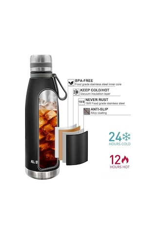 Hangfox 850 Ml Çift Cidarlı Paslanmaz Çelik Termos, Isı Saklama, Sızıntısız Kapak, Çay Demleyici İle, Seyahat Ve Picnik İçin Uygun, Yıkama Makinesine Uygun Siyah