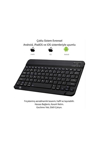Mini Bluetooth Şarjlı Ve Pilli Slim Rubber Kablosuz Klavye