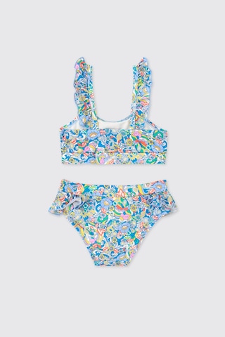 Panço Littemare Kız Çocuk Upf 40+ Uv Korumalı Fırfır Detaylı Saks Bikini Set 2612gb42015 Mavi