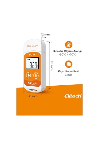 Elitech Plus Sıcaklık Kayıt Cihazı Datalogger Otomatik Pdf Rc-5+ Thr379