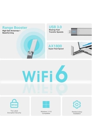 1800 Mbps Wifi 6 Kablosuz Usb Adaptör, Yüksek Hızda Bağlantı