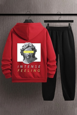 Uyguntarz Unisex Aesthetic Eşofman Takımı Kırmızı