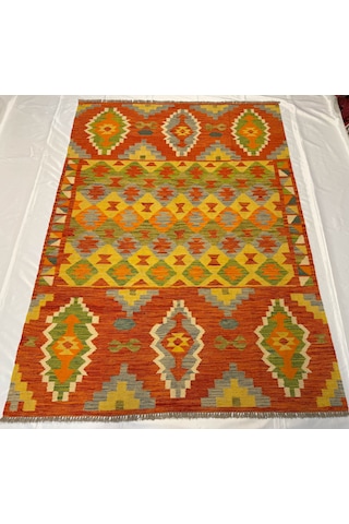 El Dokuma Afgan Kilim 100% Yün Kök Boya Elsanat Eserı Evinize Renk Katacak Çok Renkli