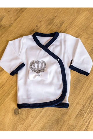 Hastane Çıkışı 5 Parça Siyah Taşlı Erkek Bebek Giyim Beyaz - Siyah