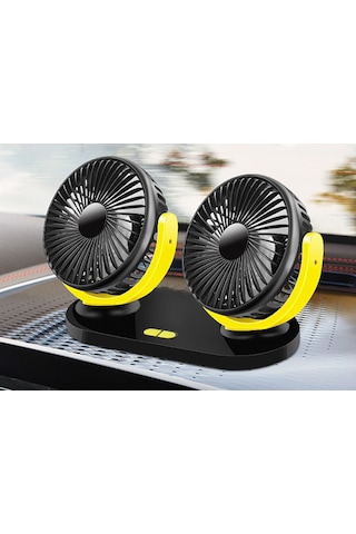 Çıft Başlıklı Araç Fanı Oto Fan Vantılatör 12V 24V Siyah