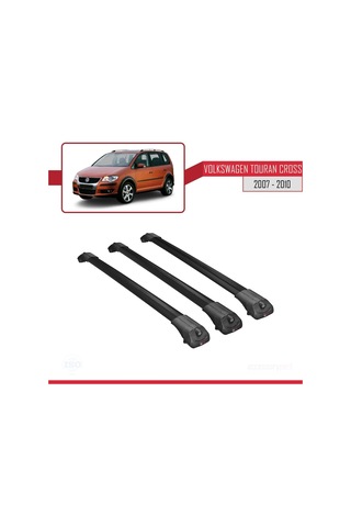 Volkswagen Touran Cross 2007-2010 Arası İle Uyumlu Ace-1 Ara Atkı Tavan Barı Siyah 3 Adet Bar