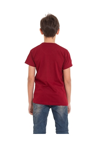 Bordo Long Baskılı Bisiklet Yaka 13-16 Yaş Tişört 2012-5 Bordo