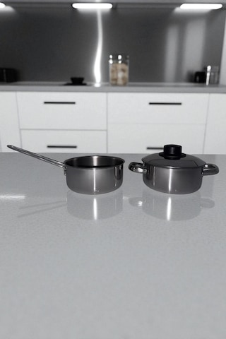 3 Parça Paslanmaz Çelik Tencere & Tava Seti 15cm