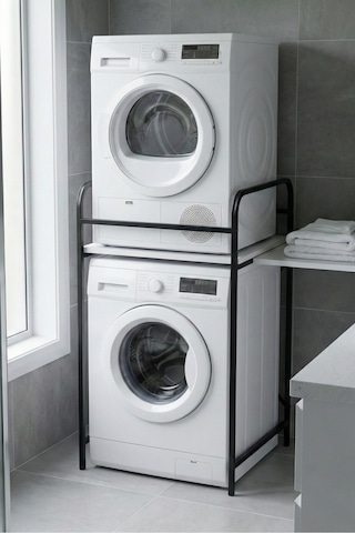 Çamaşır Makinesi Dolabı Raf Metal Düzenleyici Organizer 2 Katlı Banyo Rafı Çok Amaçlı Dolap 262 Çok Renkli