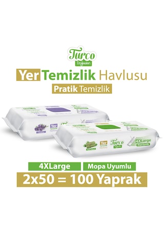 Turco Doğadan Yer Temizlik Havlusu Yeşil Sabun Lavanta 2X50