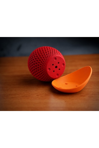 Buradabulabilirsin 3d Baskı Küre Saksı - Kafes Dokulu İki Parçalı Dekoratif Saksı - Kırmızı-turuncu Bbz 31877411