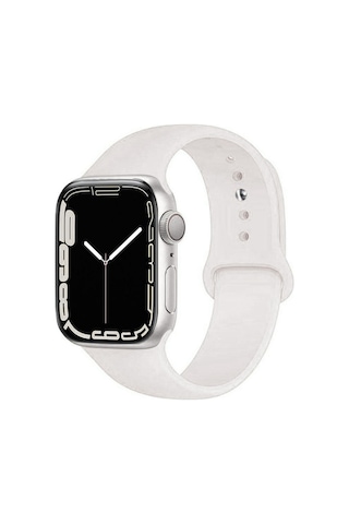 Apple Uyumlu Watch 2/ 3/ 4/ 5/ 6/ 7/ 8/ Se Kayış 38/ 40/ 41mm Yumuşak Silikon Large Kordon - Beyaz