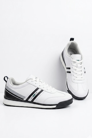 In Step Premium Serisi Beyaz Siyah Çizgili Unısex Sneaker Günlük Spor Ayakkabı Beyaz - Siyah