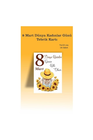 8 Mart Dünya Kadınlar Günü Tebrik Kartı 18 Adet 7x10 Cm