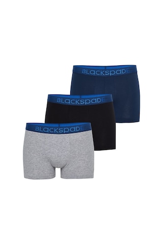 Blackspade Erkek Boxer 3Lü Paket Modern Basics 9472 - Gri Lacivert Siyah Lacivert Bel Lastiği