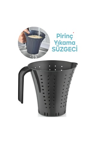 Pratik Plastik Pirinç Ve Kavanoz Süzgeçleri Gri