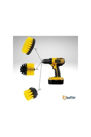 Zmc Bilişim 3lü Matkap Ucu Banyo Küvet Duşakabin Araba Tekerliği Koltuk Yıkama Temizleme Fırçası Seti