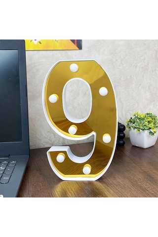 Dekoratif Led Işıklı 3D 9 Rakamı Büyük Boy Organizasyon Doğum Günü Kutlama