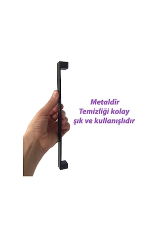 Bihter Düz Kulp 224 Mm Siyah Mutfak Kulpu Çekmece Dolap Kapak Kulbu Metal Mobilya Dolabı Kulpları