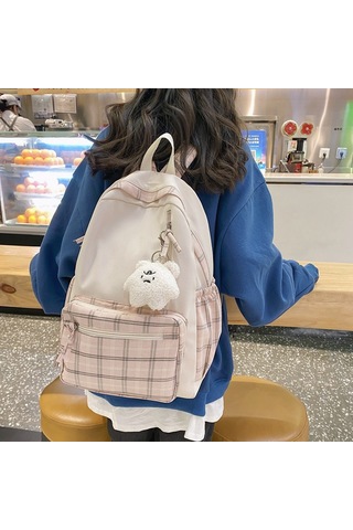 Tenfowee Tatlı Ve Yumuşak Kız Öğrenci Çantası, Vintage Desenli Sırt Çantası, Pembe Renkli Aksesuarlı Pembe