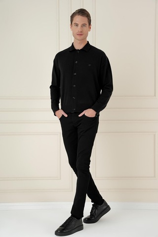 Efor Tr 879 Slim Fit Siyah Klasik Triko Siyah
