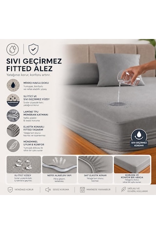 Formeya Gri Sıvı Geçirmez Alez - Tek-çift Kişilik Alez - Mikrofib