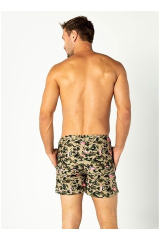 Herrmen Kamuflaj Flamingo Şort Mayo Kahverengi