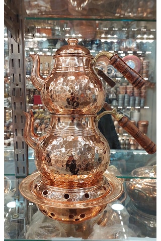 Bakır Çaydanlık & Bakır Demlik El Dövmesi Dövme Desenli Bakır Çay