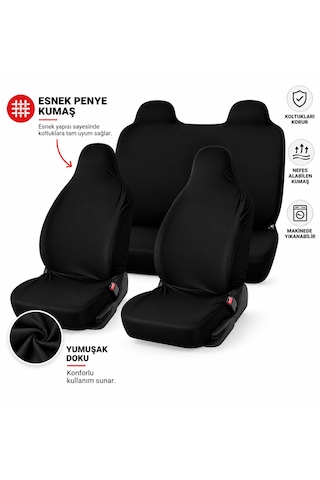 Koltuk Kılıfı Penye Kumaş Oto Servis Kılıfı 1 Takım Siyah Renk