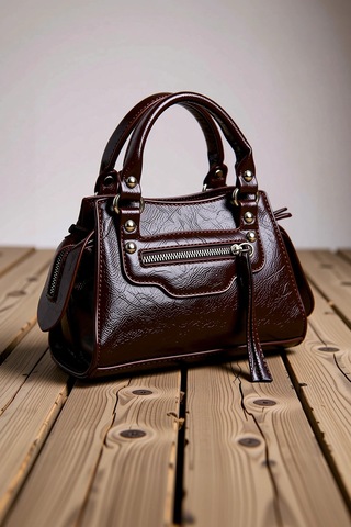 Benerly Kadın Çapraz Askılı Mini Tote Çanta Düz Desen Günlük Kullanım Çok Koyu Kahverengi